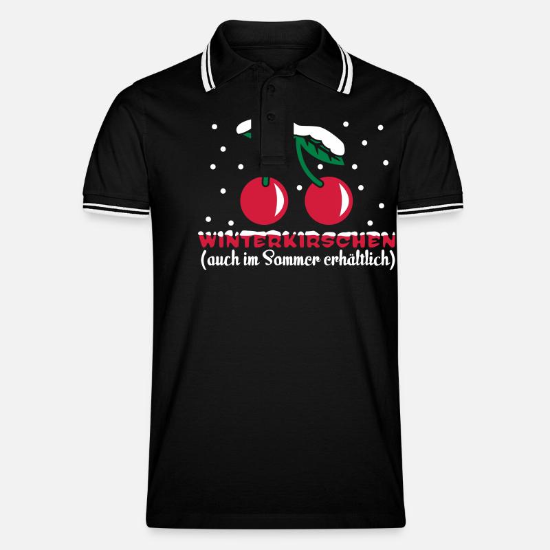 winterkirschen - Männer Tipped Poloshirt - Schwarz/Weiß