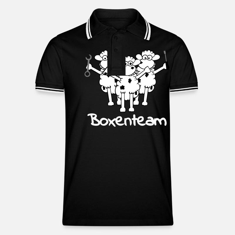 boxenteam_text_w_3f - Männer Tipped Poloshirt - Schwarz/Weiß