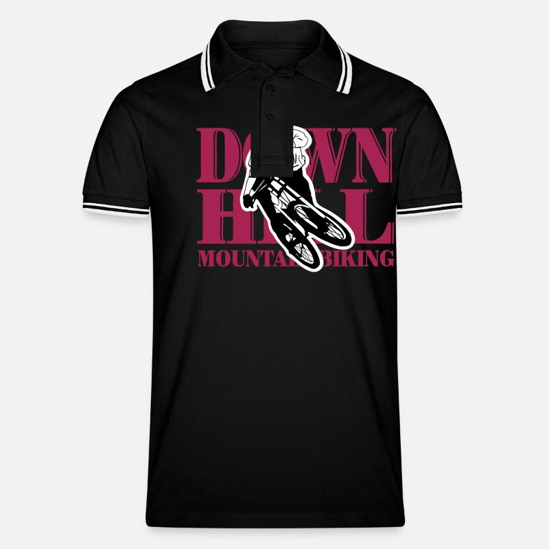 Downhill - Mountainbiking - Männer Tipped Poloshirt - Schwarz/Weiß