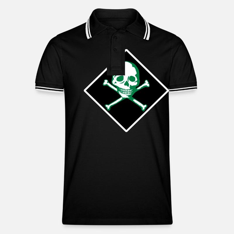 Schädel und Knochen - Männer Tipped Poloshirt - Schwarz/Weiß
