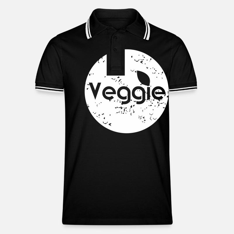 Veggie Stempel - Männer Tipped Poloshirt - Schwarz/Weiß
