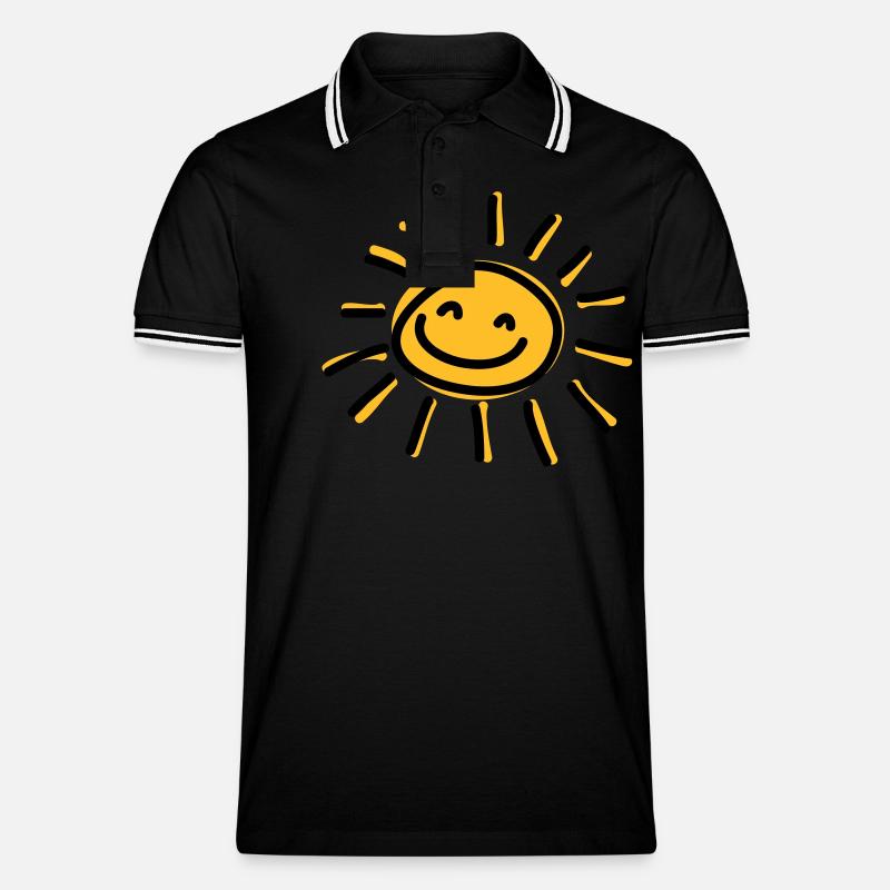 Sonne - Männer Tipped Poloshirt - Schwarz/Weiß