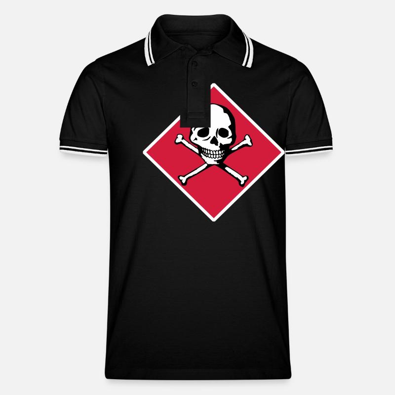 Schädel und Knochen - Männer Tipped Poloshirt - Schwarz/Weiß