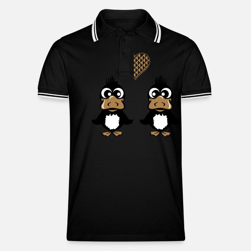 ducks in love - Männer Tipped Poloshirt - Schwarz/Weiß