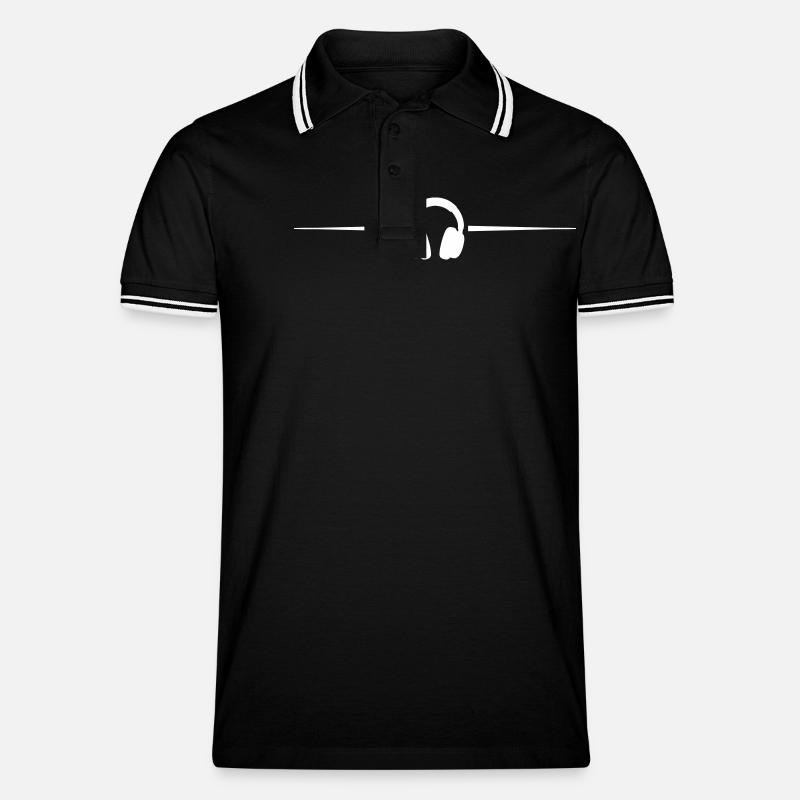 Kopfhörer Symbol - Männer Tipped Poloshirt - Schwarz/Weiß