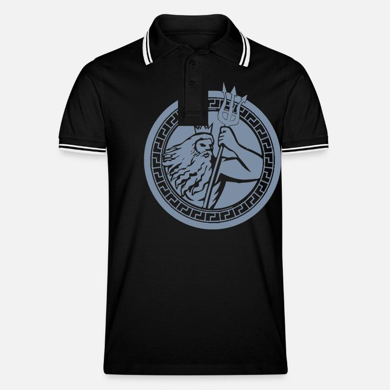 poseidon triton - Männer Tipped Poloshirt - Schwarz/Weiß
