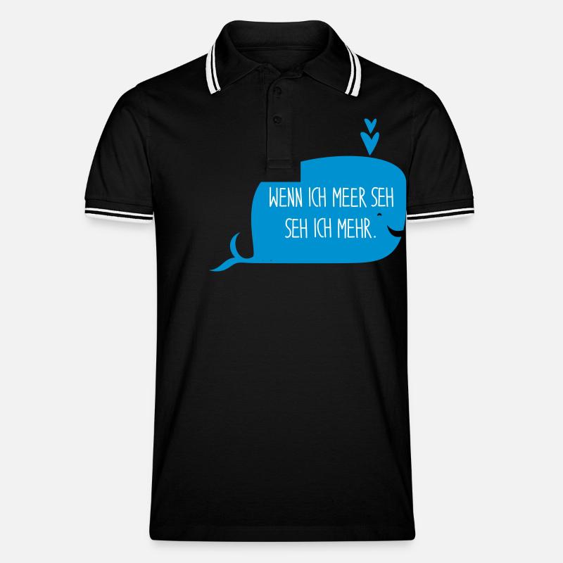 LES TROIS CR3ATEUSES_Wal_2 - Männer Tipped Poloshirt - Schwarz/Weiß