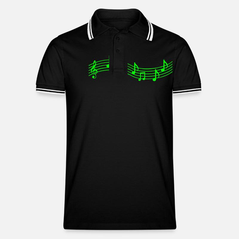 music notes - Men's Tipped Polo Shirt - black/white