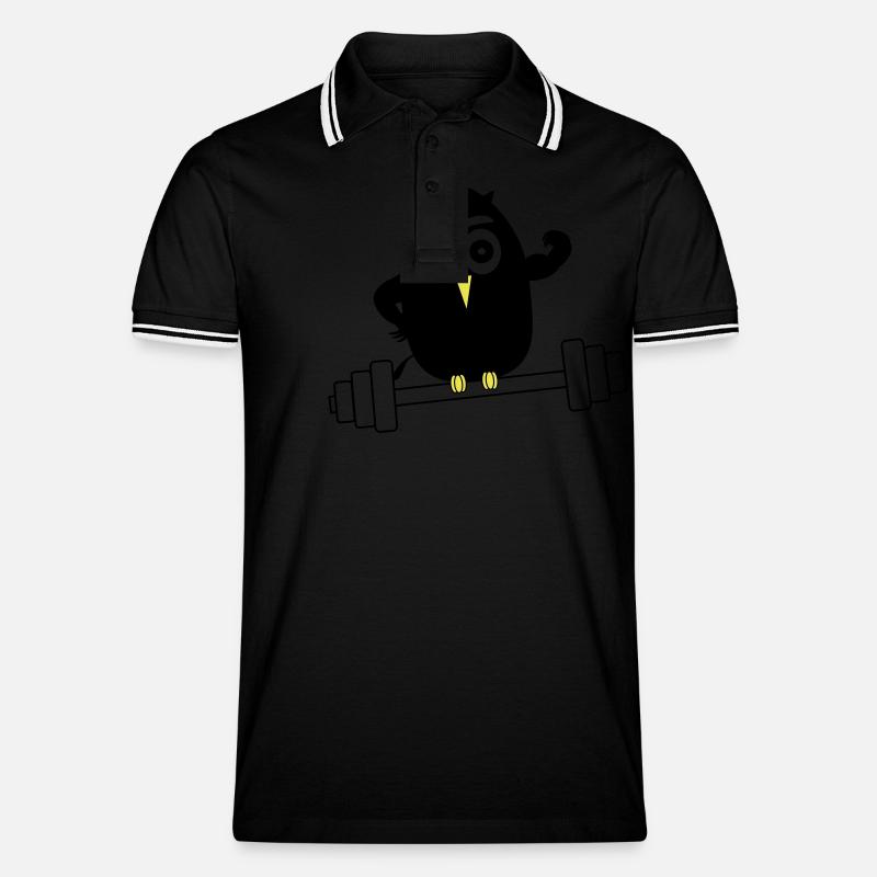 vogel Bodybuilding - Männer Tipped Poloshirt - Schwarz/Weiß