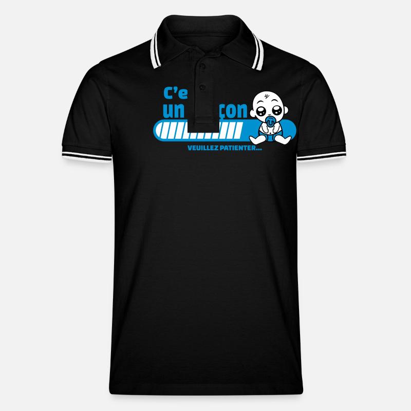 annonce grossesse - c'est un garçon - Polo tipped Homme - noir/blanc