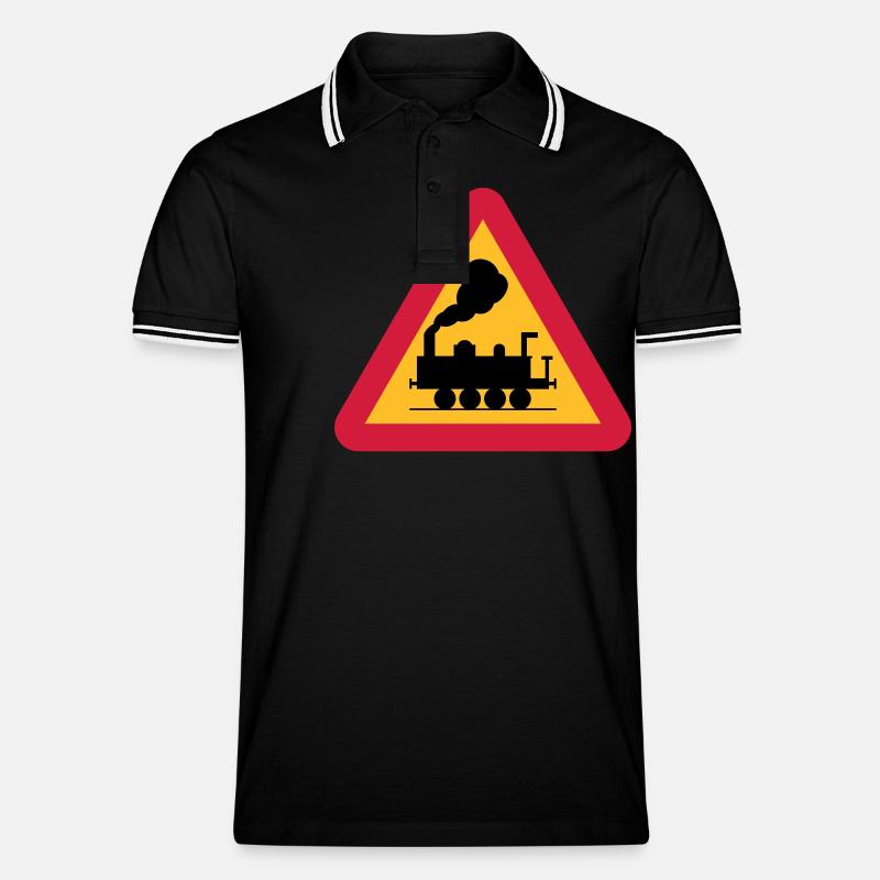 Zug Warnzeichen - Männer Tipped Poloshirt - Schwarz/Weiß