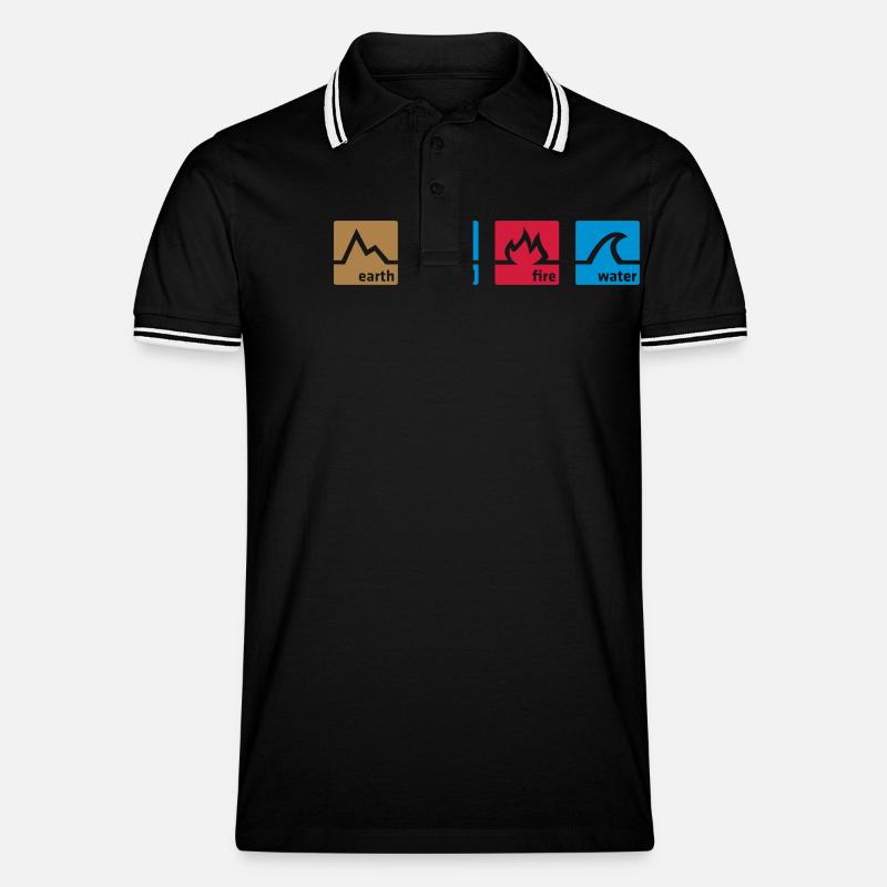Erde Wind Feuer Wasser - Männer Tipped Poloshirt - Schwarz/Weiß
