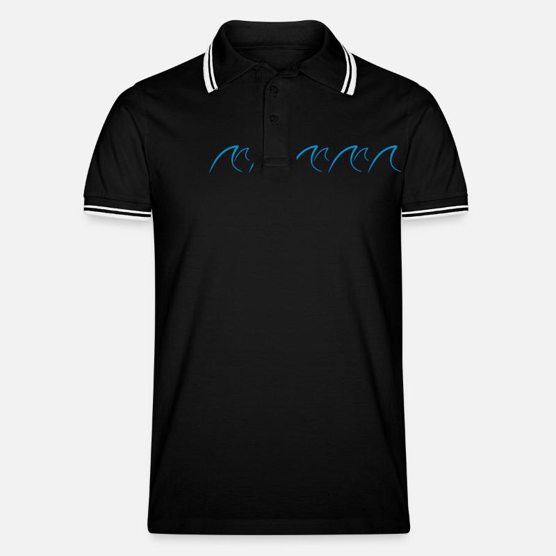 Waves Design - Männer Tipped Poloshirt - Schwarz/Weiß
