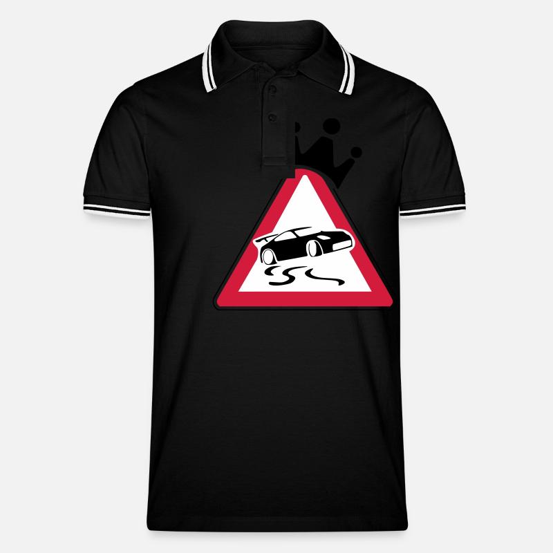 DriftKing - Männer Tipped Poloshirt - Schwarz/Weiß