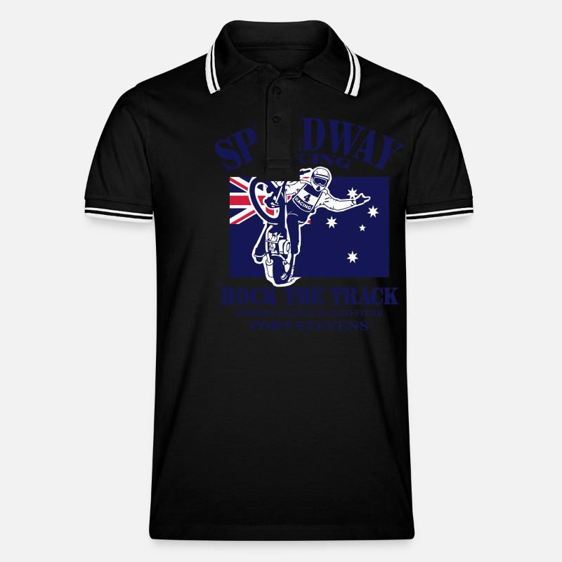 Australian Speedway - Männer Tipped Poloshirt - Schwarz/Weiß