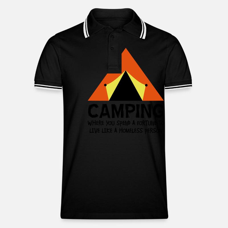 Camping - Männer Tipped Poloshirt - Schwarz/Weiß