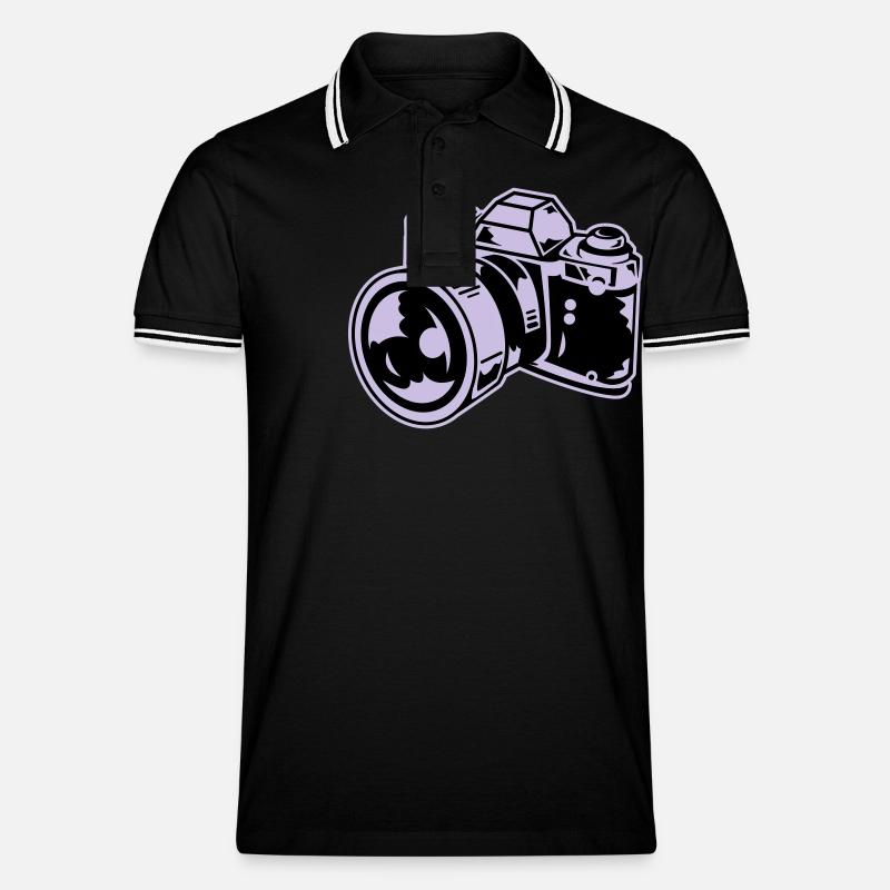 camera - Männer Tipped Poloshirt - Schwarz/Weiß