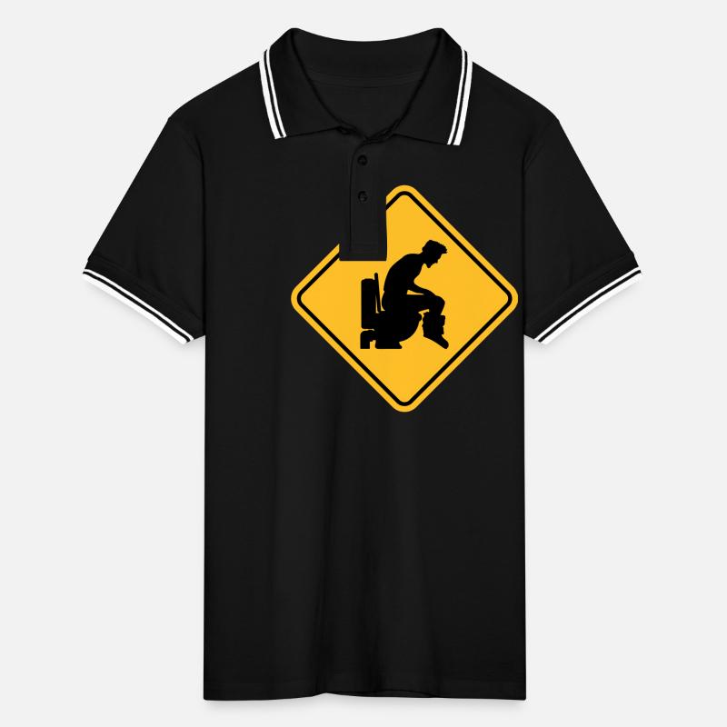 Warning sign badge logo caution caution danger zon Men's Tipped Polo Shirt