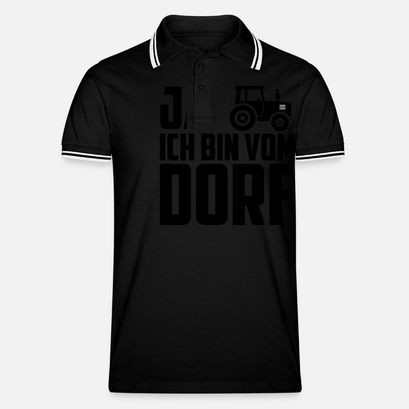 Ich bin vom Dorf - Männer Tipped Poloshirt - Schwarz/Weiß