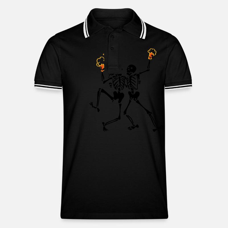 Squelettes faisant la java - Polo tipped Homme - noir/blanc