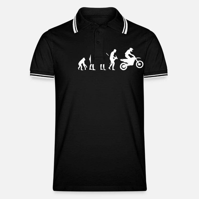 Motocross Evolution - Männer Tipped Poloshirt - Schwarz/Weiß