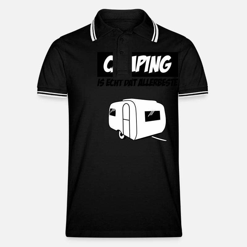 Camping Is Echt Dat Allerbeste - Männer Tipped Poloshirt - Schwarz/Weiß
