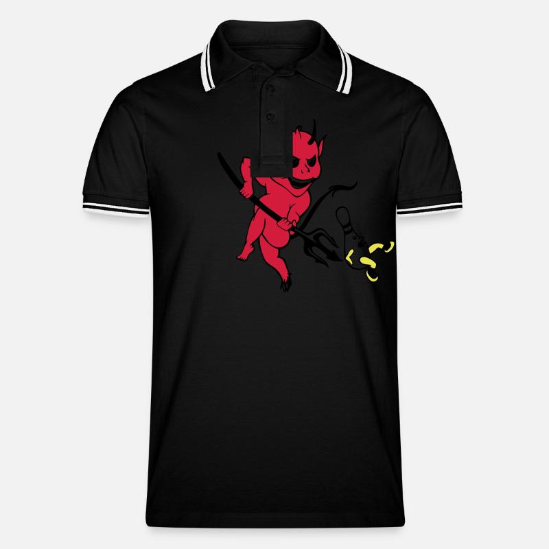sp7_kegelteufel_3c - Männer Tipped Poloshirt - Schwarz/Weiß