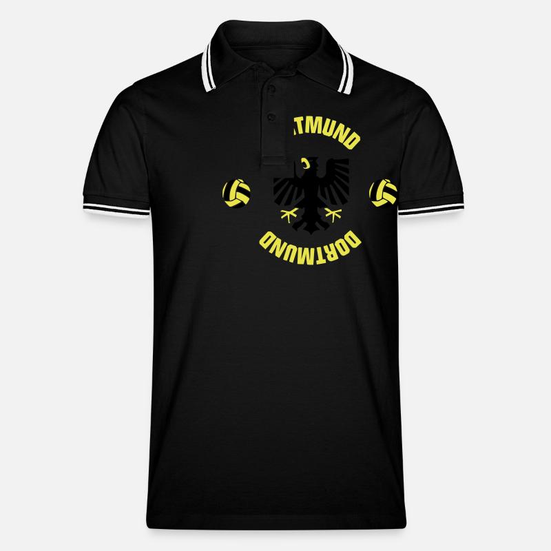 Dortmund (ID: 001013) - Männer Tipped Poloshirt - Schwarz/Weiß
