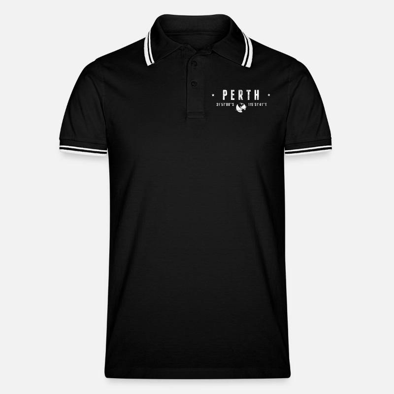 Perth - Männer Tipped Poloshirt - Schwarz/Weiß