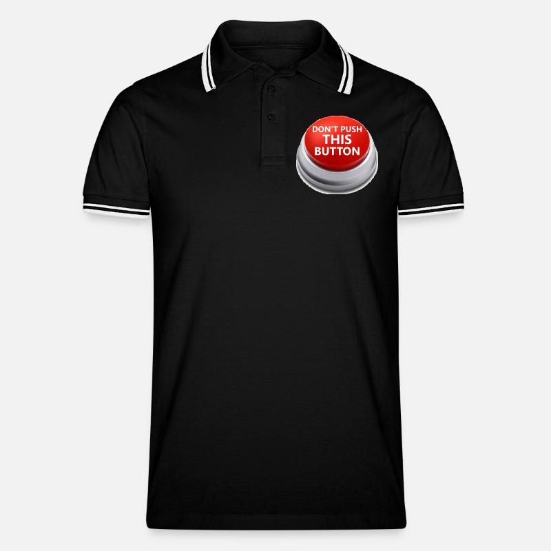 Don´t push this button - Männer Tipped Poloshirt - Schwarz/Weiß