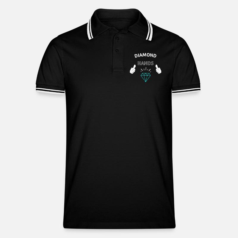 Diamond Hands Krypto - Männer Tipped Poloshirt - Schwarz/Weiß