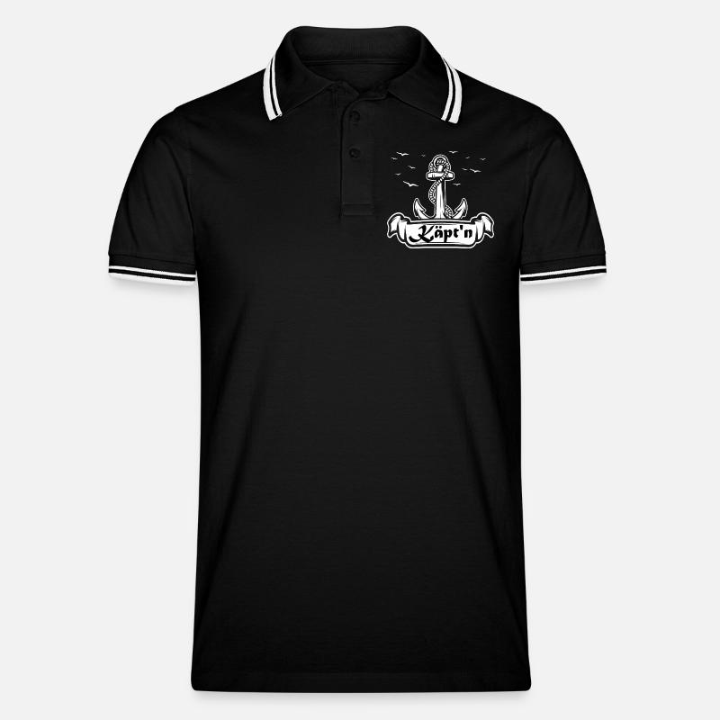 Käpt'n Anker Seefahrt Logo - Männer Tipped Poloshirt - Schwarz/Weiß