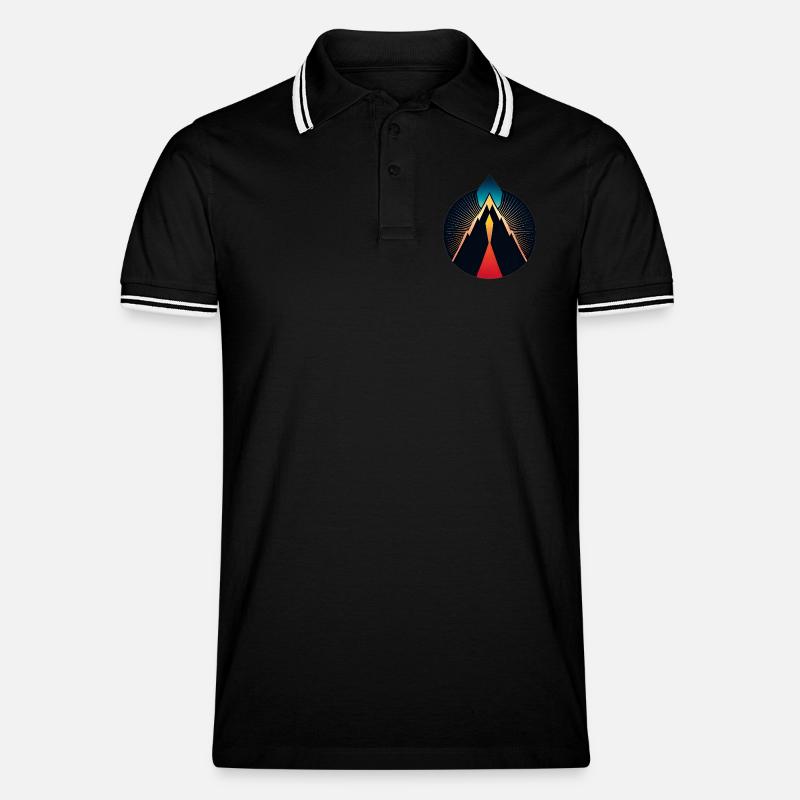 Vulkan Logo - Männer Tipped Poloshirt - Schwarz/Weiß