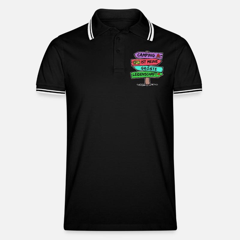 Camping Statement Wanderlust Wanderer Herz Camper - Männer Tipped Poloshirt - Schwarz/Weiß