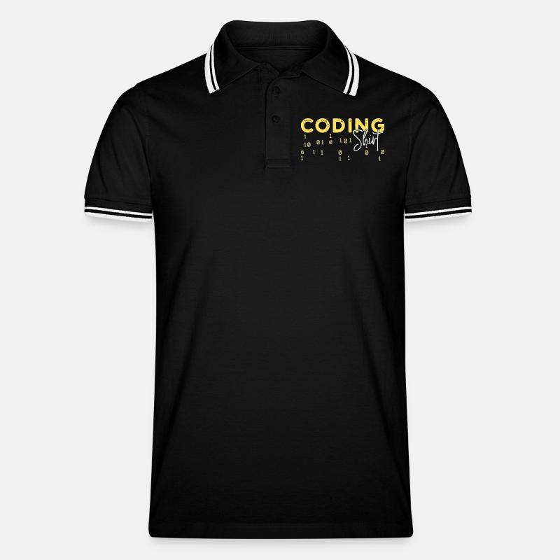 Coden Statement Developer Programmer Scripting - Men's Tipped Polo Shirt - black/white