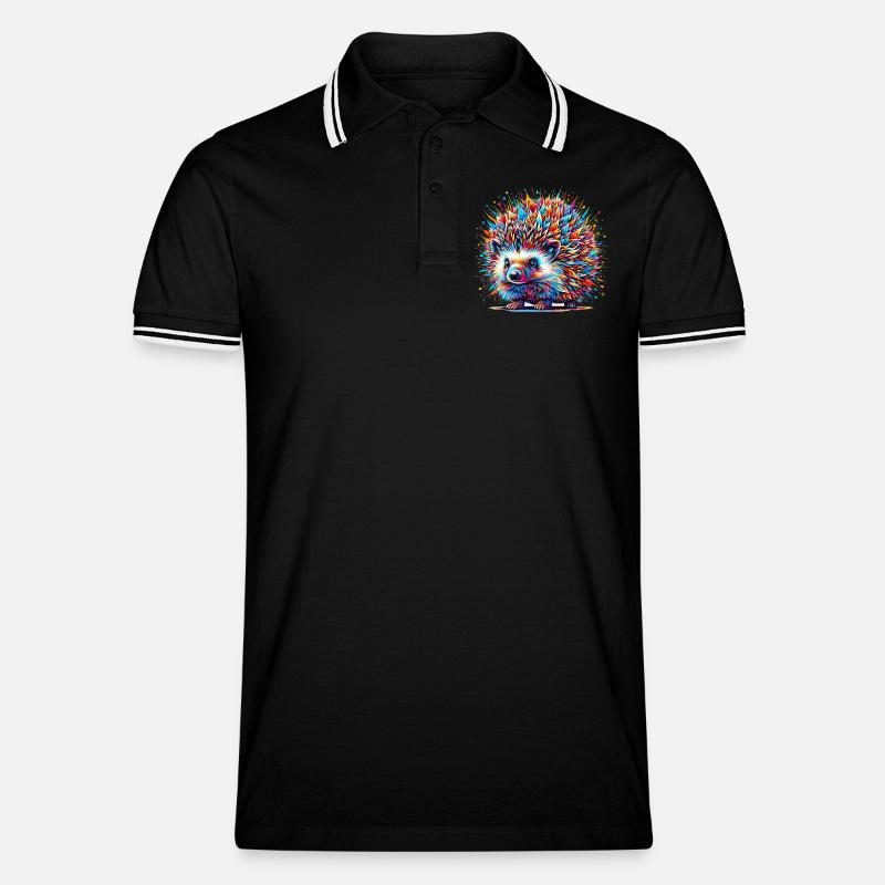 Igel - Männer Tipped Poloshirt - Schwarz/Weiß