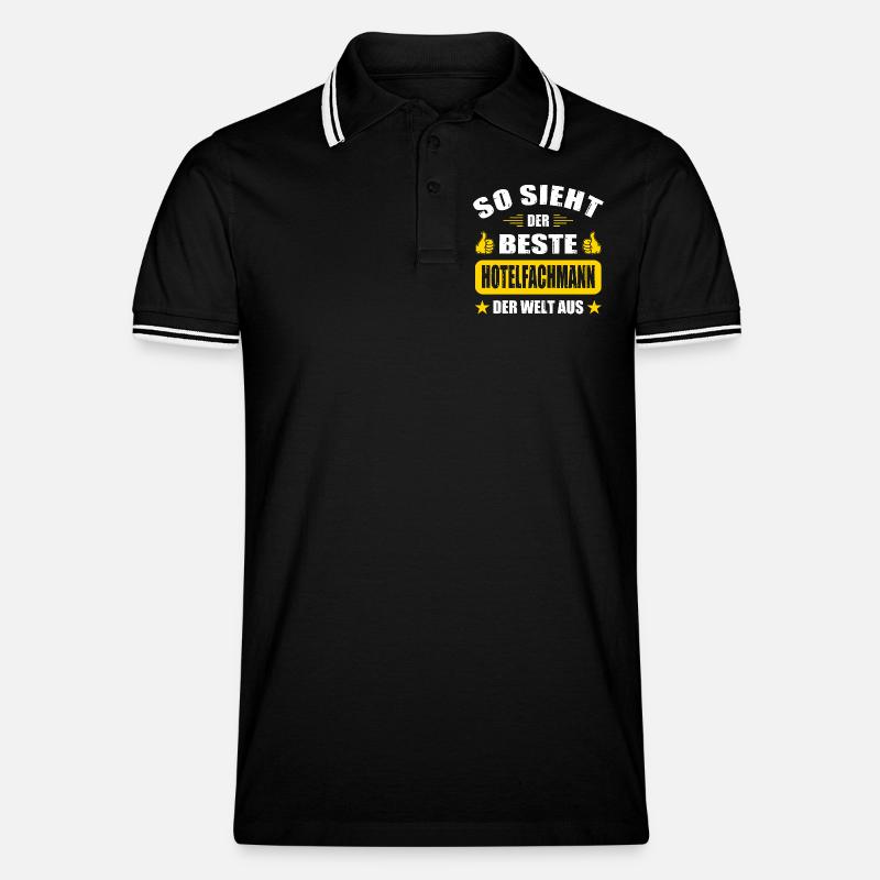 Hotelfachmann Abschluss Geschenke Abschied - Männer Tipped Poloshirt - Schwarz/Weiß