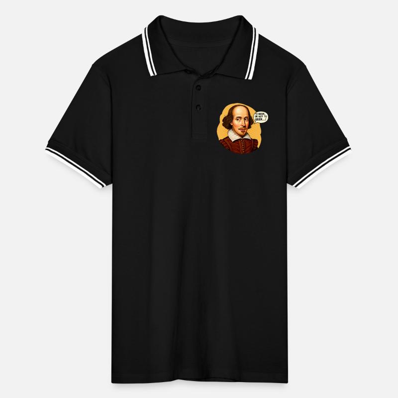 Shakespeare "Zu Bier oder nicht zu Bier" Lustig beleuchtet Männer Tipped Poloshirt
