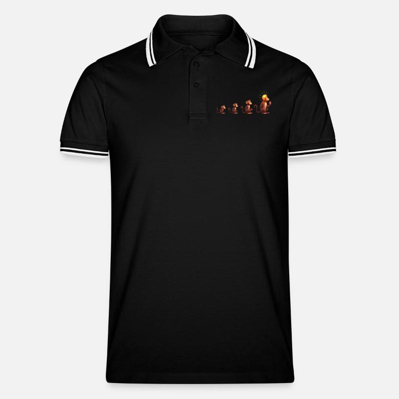 Evolution der Affen mit Sonnenkopf - Männer Tipped Poloshirt - Schwarz/Weiß