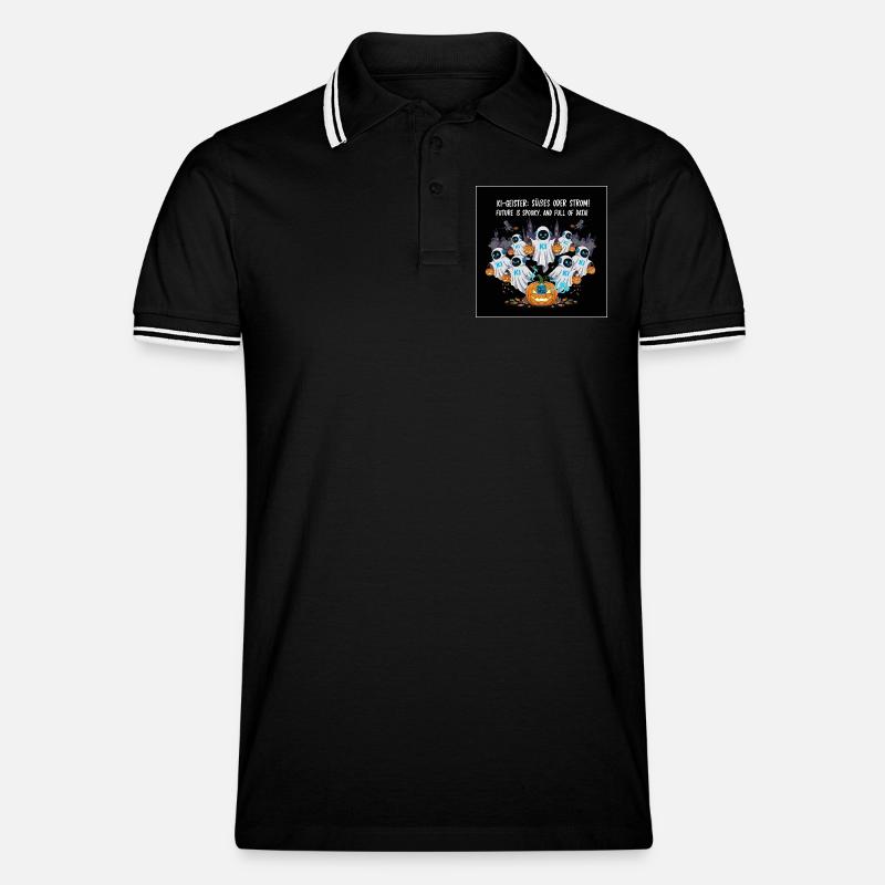 KI-Geister: Süßes oder Strom ! - Männer Tipped Poloshirt - Schwarz/Weiß