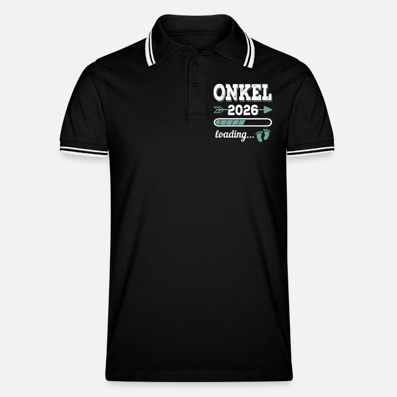 Onkel 2026 Loading Werdender Onkel Geschenkidee - Männer Tipped Poloshirt - Schwarz/Weiß