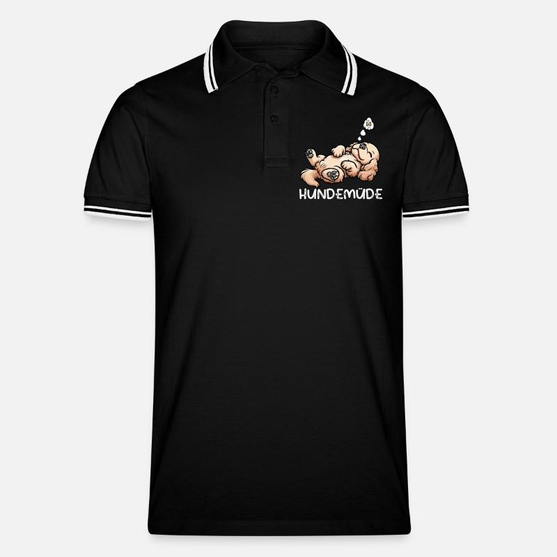 Hundemüde Cocker Spaniel Cockerhund Cockerbesitzer - Männer Tipped Poloshirt - Schwarz/Weiß