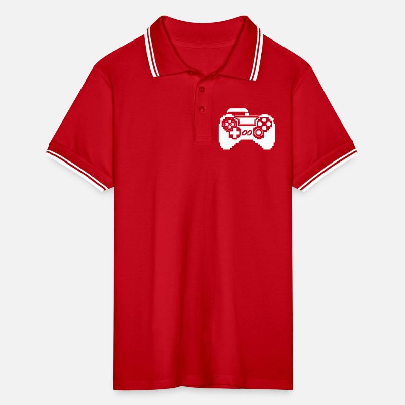 Game Controller Pixel Grafik Männer Tipped Poloshirt