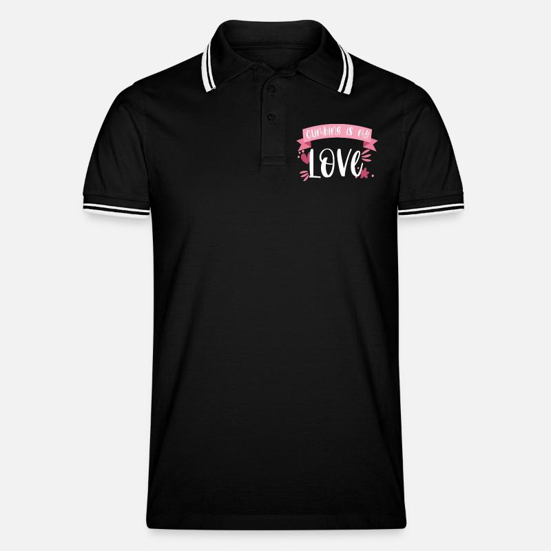 Klettern Bergsteigen Berge Liebe Geschenk - Männer Tipped Poloshirt - Schwarz/Weiß