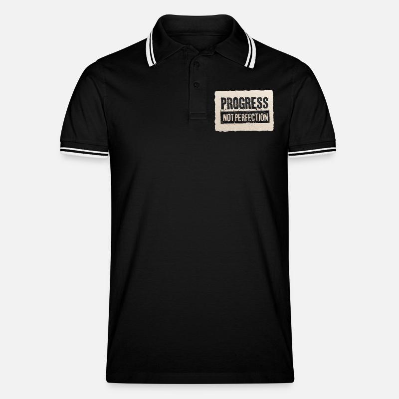 Progrès-pas-perfection - Polo tipped Homme - noir/blanc