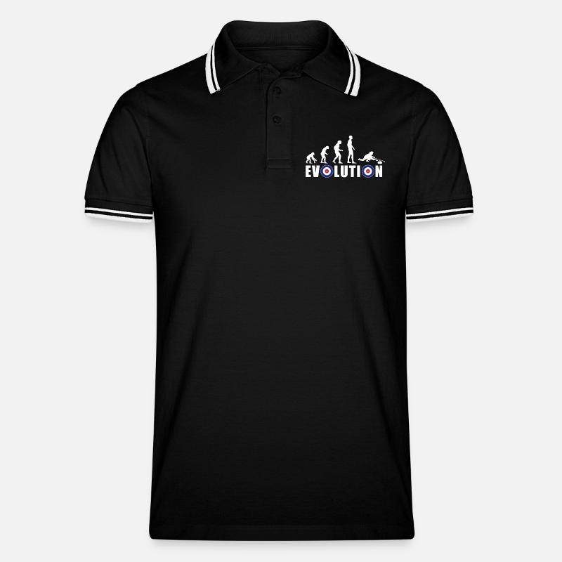 EVOLUTION CURLING Eisstockschießen Geschenk Winter - Männer Tipped Poloshirt - Schwarz/Weiß