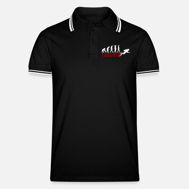 Ecolution Tauchen - Männer Tipped Poloshirt - Schwarz/Weiß