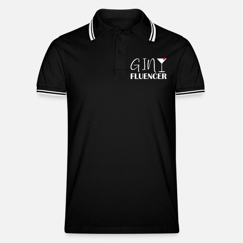 Ginfluencer Gin Statement Gin Trinker Spruch - Männer Tipped Poloshirt - Schwarz/Weiß