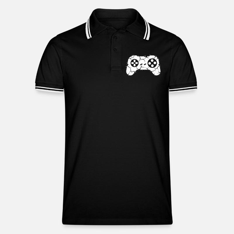 Controller Risse Rage Quit - Männer Tipped Poloshirt - Schwarz/Weiß