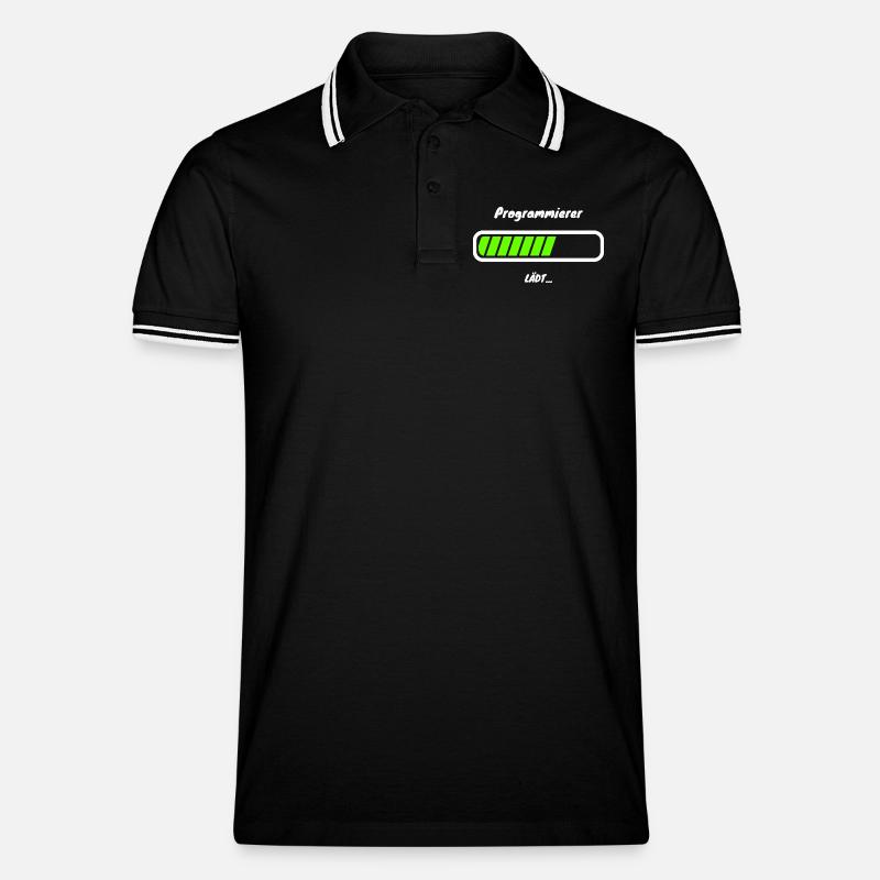 Programmer Loading Software Development - Men's Tipped Polo Shirt - black/white
